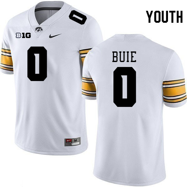 Youth #0 Jarriett Buie Iowa Hawkeyes College Football Jerseys Stitched-White